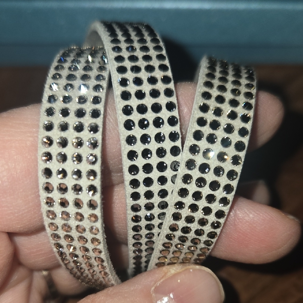 Touchstone Crystal Suede Rhinestone Wrap Bracelet By Swarovski - Picture 3 of 3